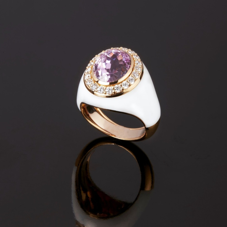 Allegria, Anello con pietra colorata e diamanti